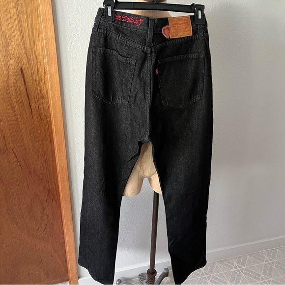 NEW LEVIS sz 30 GIRLS DON'T CRY Black 701 Straight High Rise Jeans - Picture 3 of 9